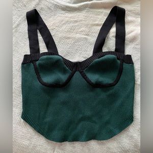 Dark green and black going-out top - ribbed